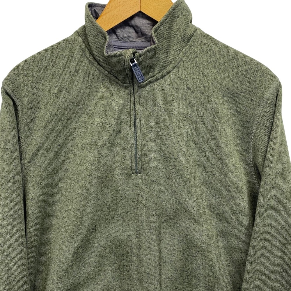 Wrangler Authentics Mens Quarter Zip Pullover Long Sleeve Green Sweater Medium M